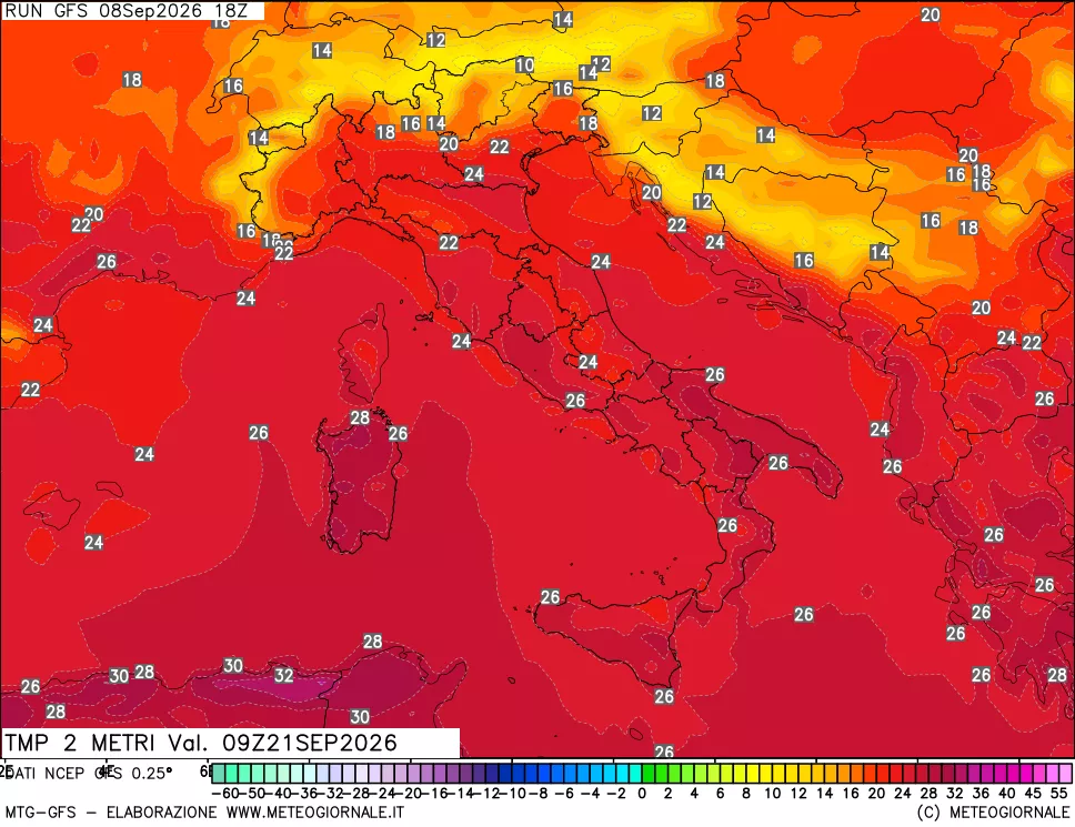 mappa Temp 2 metri