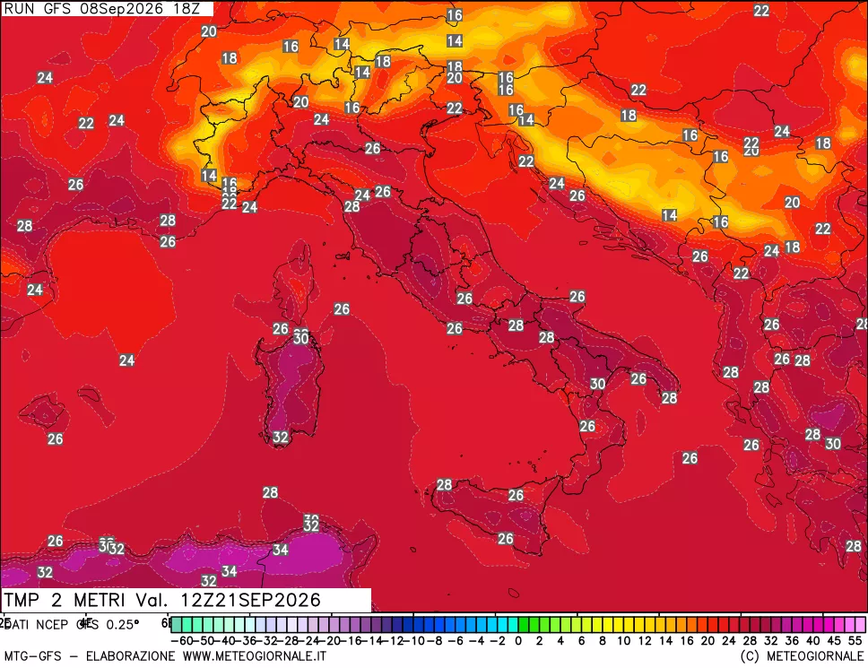 mappa Temp 2 metri