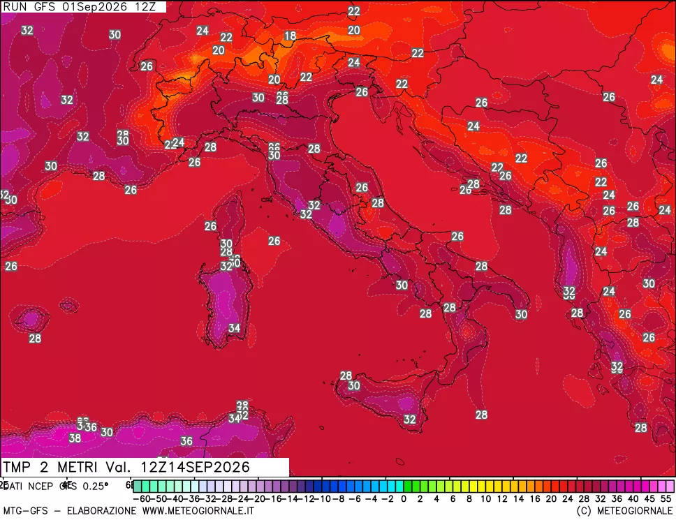 mappa Temp 2 metri