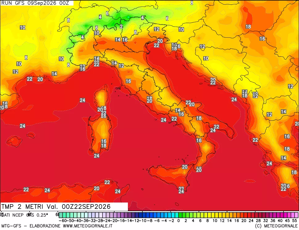 mappa Temp 2 metri
