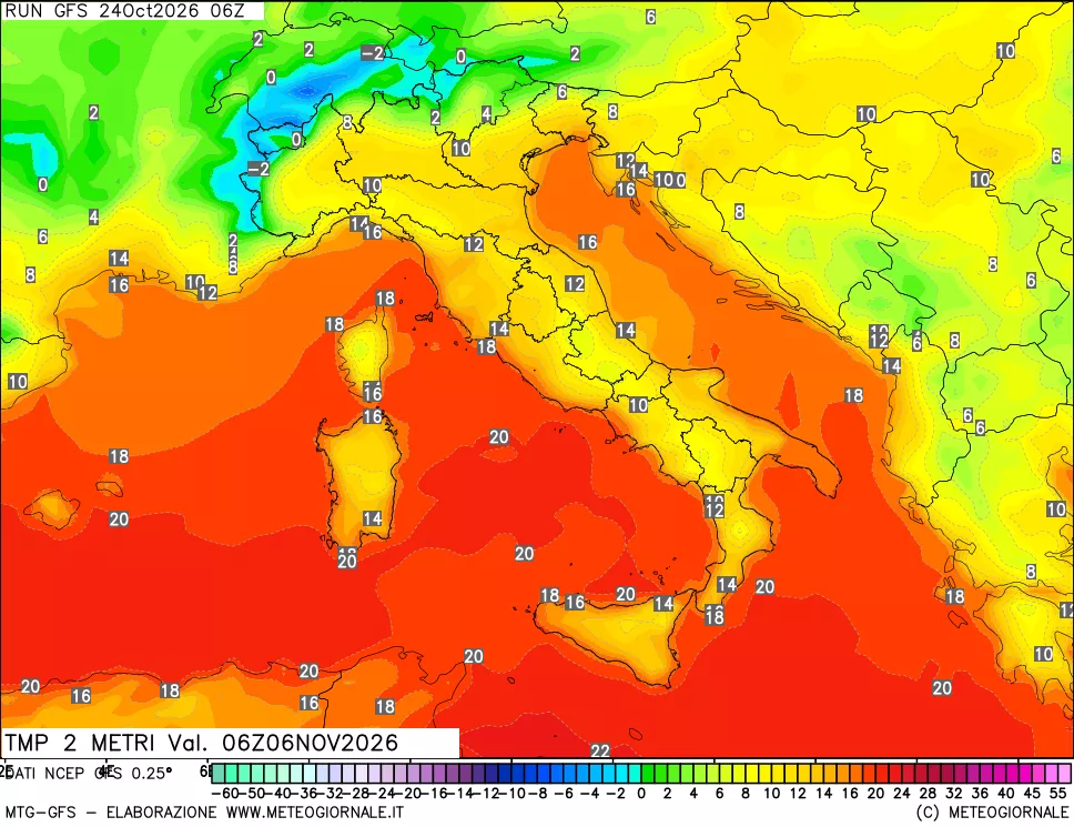 mappa Temp 2 metri