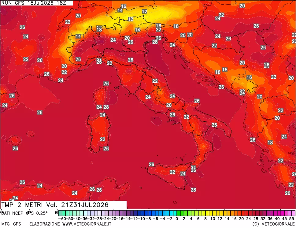 mappa Temp 2 metri