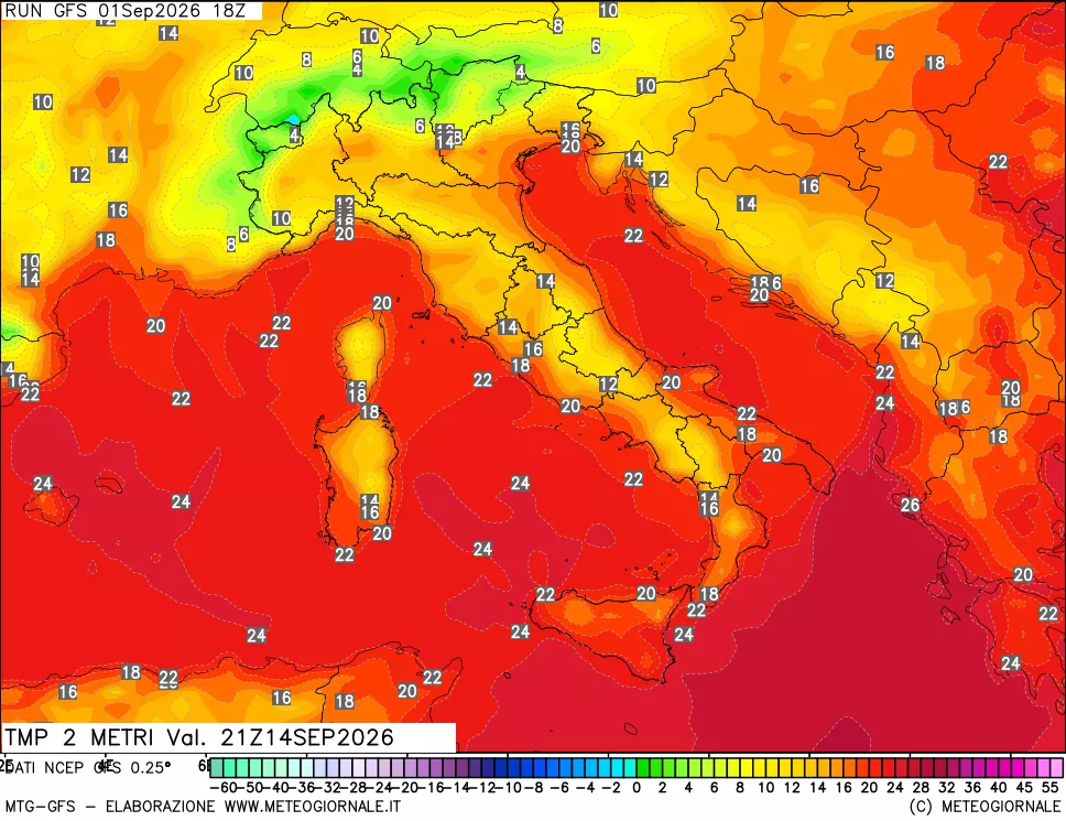 mappa Temp 2 metri