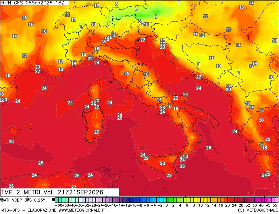 mappa Temp 2 metri