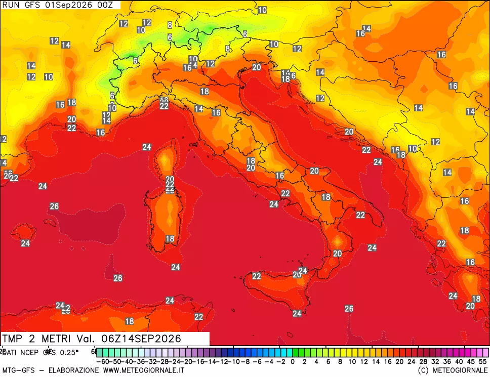 mappa Temp 2 metri