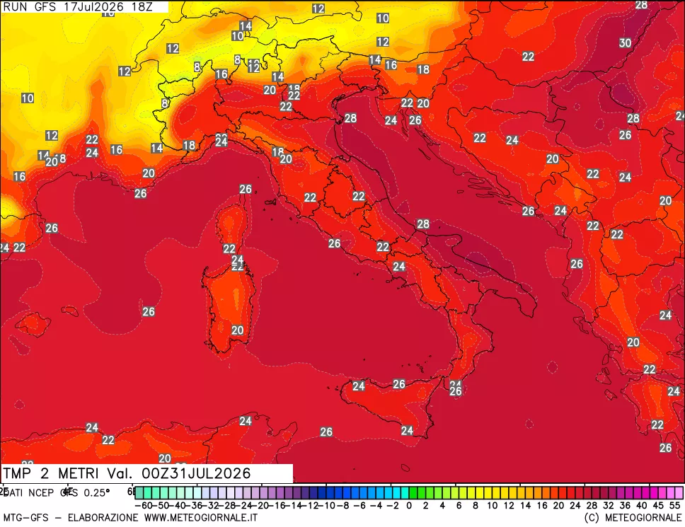 mappa Temp 2 metri