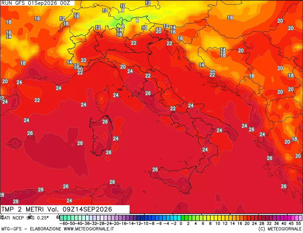 mappa Temp 2 metri