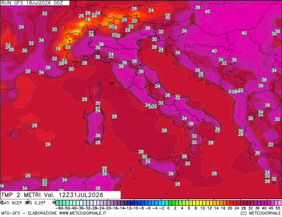 mappa Temp 2 metri