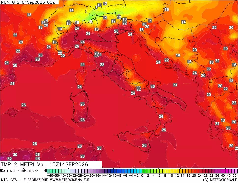 mappa Temp 2 metri