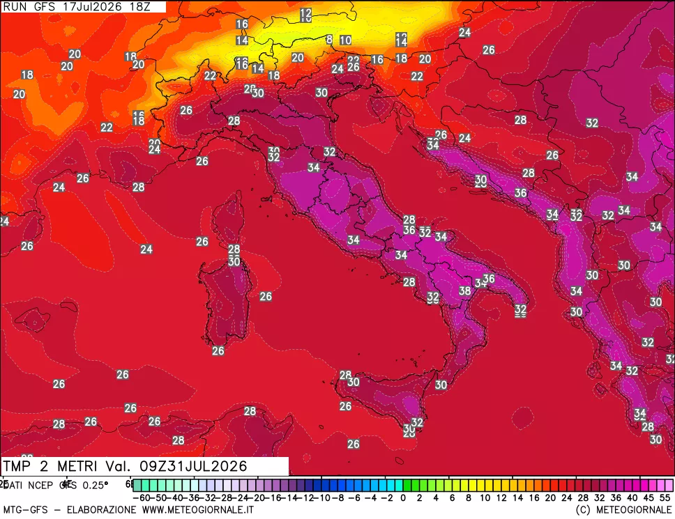 mappa Temp 2 metri