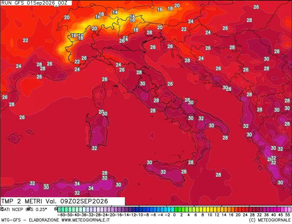 mappa Temp 2 metri