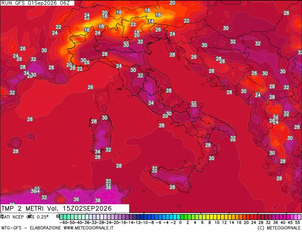 mappa Temp 2 metri