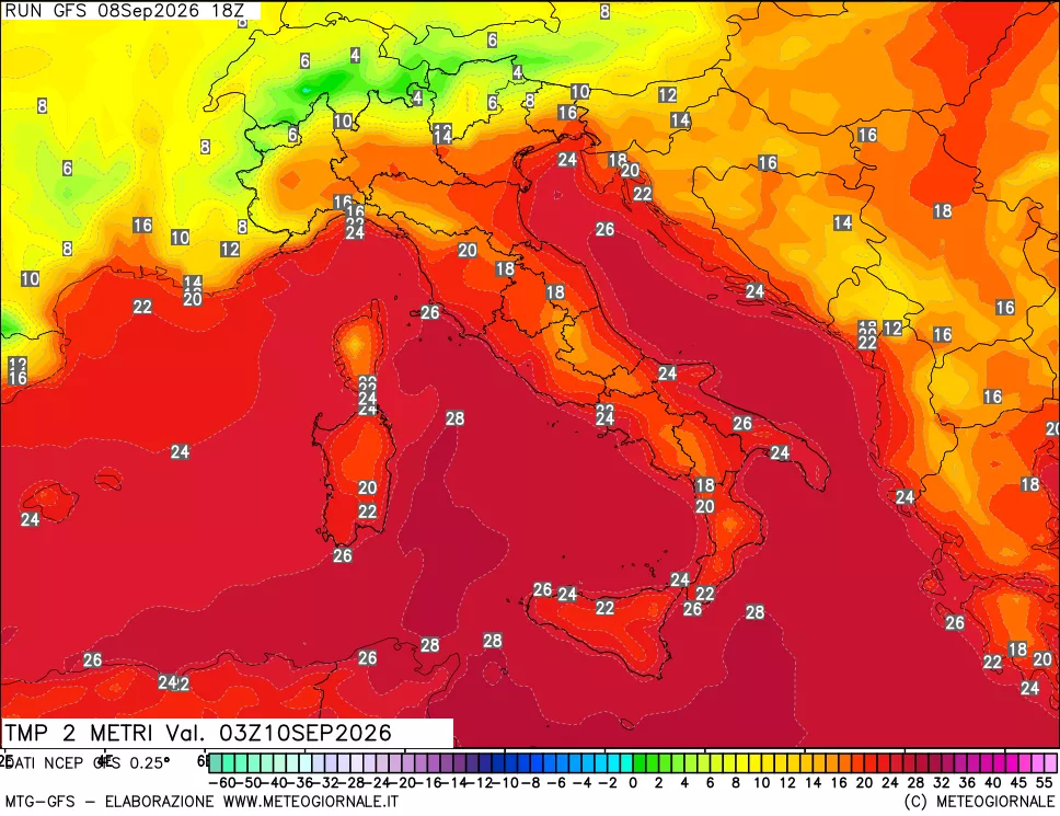 mappa Temp 2 metri
