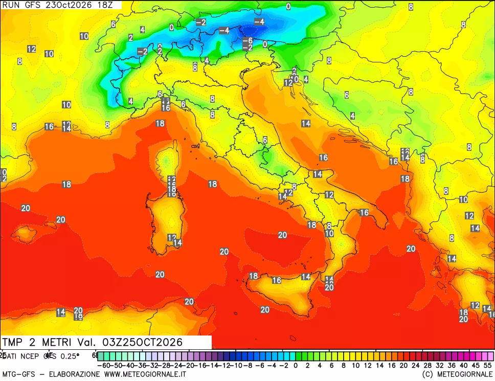 mappa Temp 2 metri