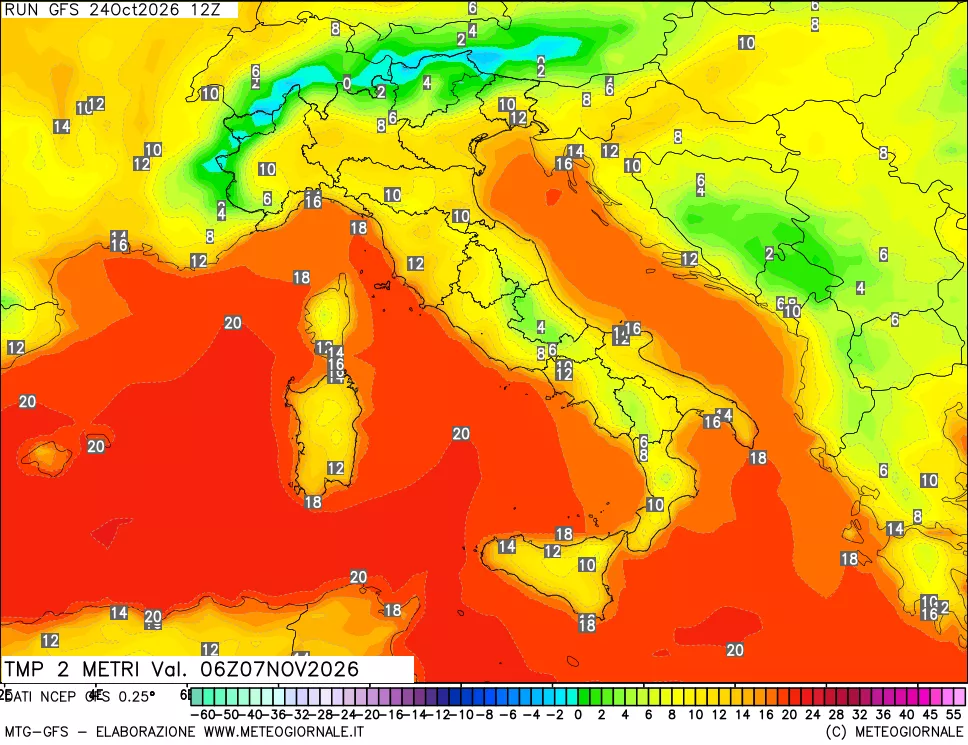 mappa Temp 2 metri