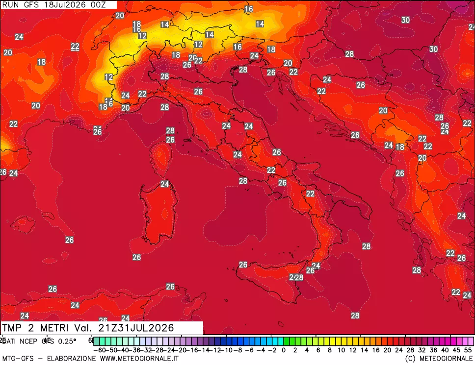 mappa Temp 2 metri