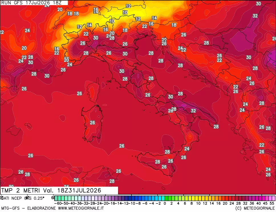 mappa Temp 2 metri