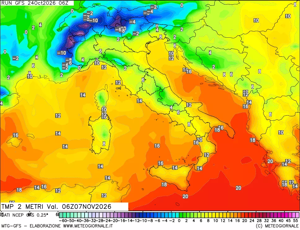 mappa Temp 2 metri