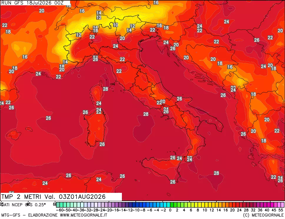 mappa Temp 2 metri