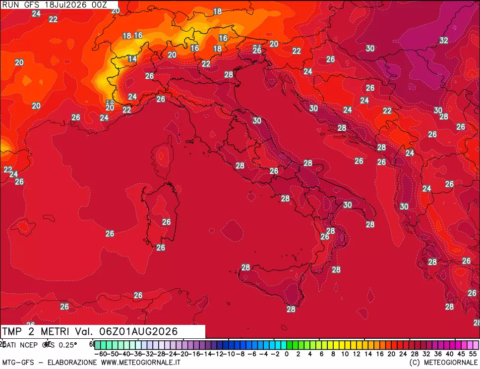 mappa Temp 2 metri