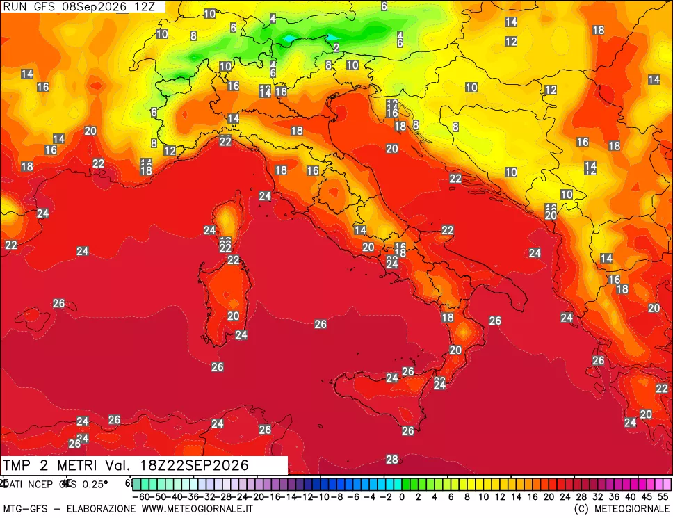 mappa Temp 2 metri