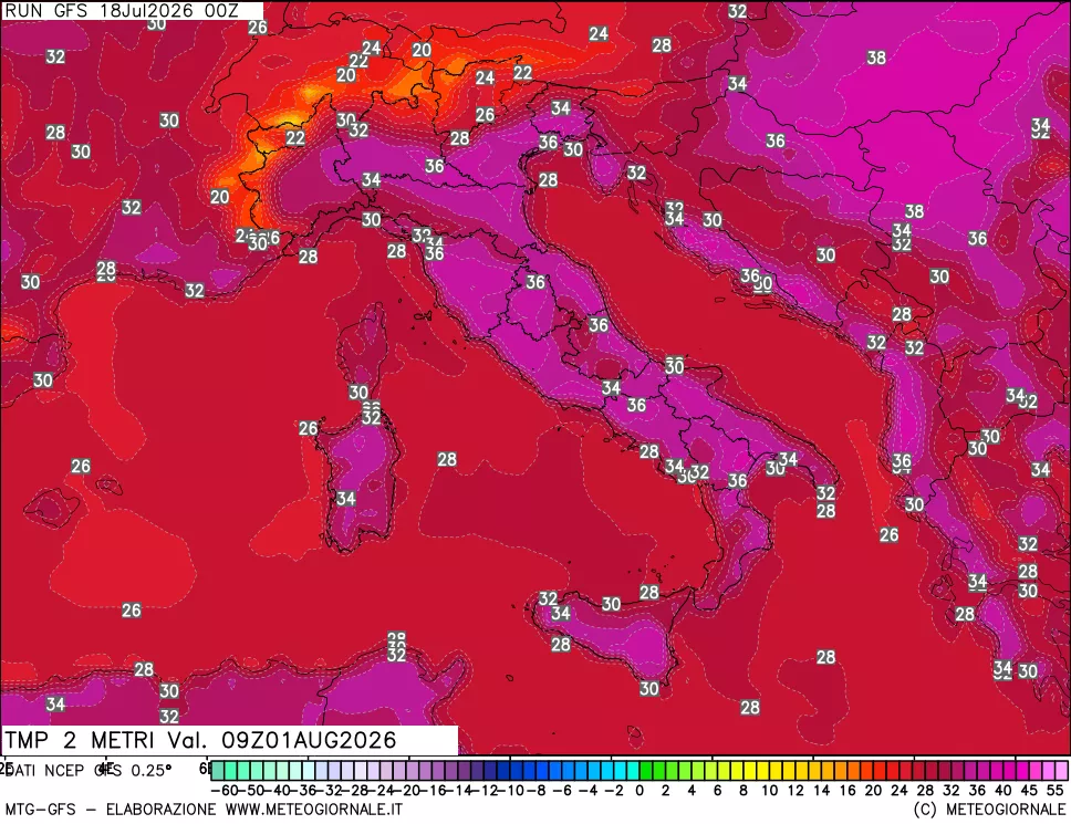 mappa Temp 2 metri