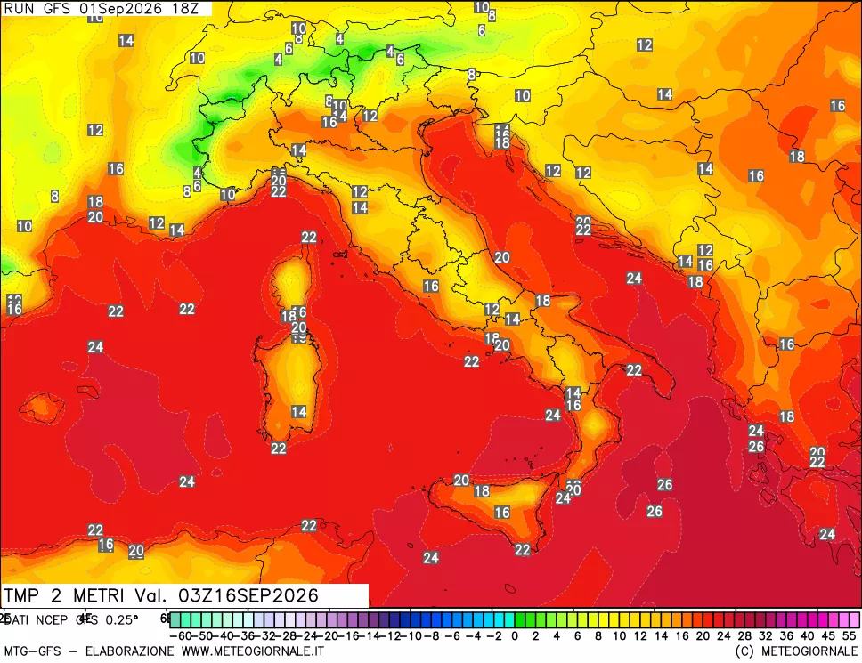 mappa Temp 2 metri