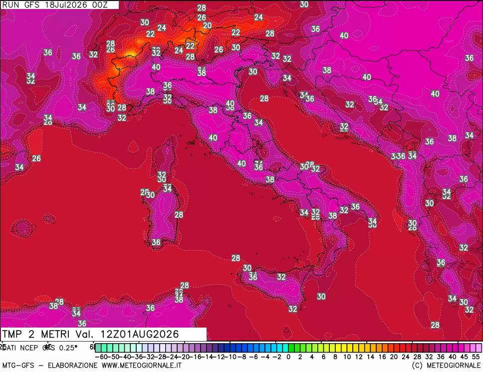 mappa Temp 2 metri