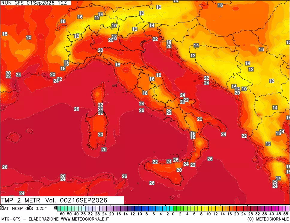 mappa Temp 2 metri