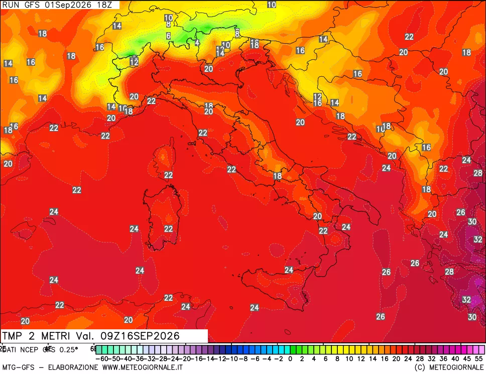 mappa Temp 2 metri