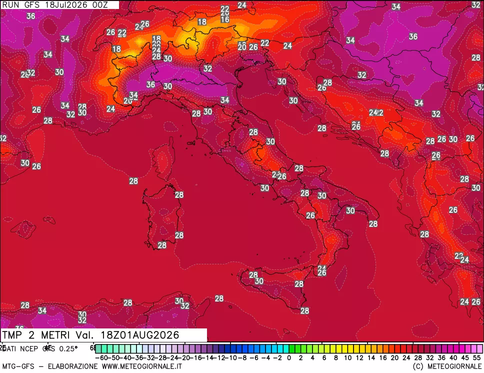 mappa Temp 2 metri