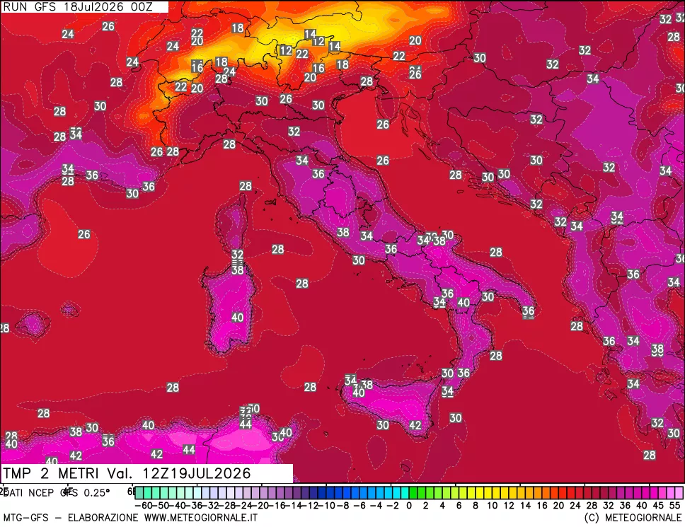 mappa Temp 2 metri