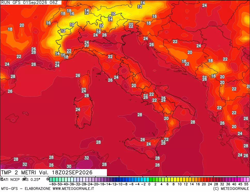 mappa Temp 2 metri