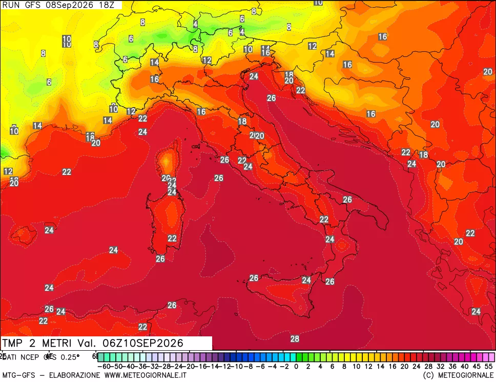 mappa Temp 2 metri