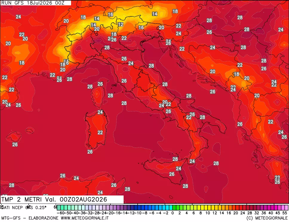 mappa Temp 2 metri