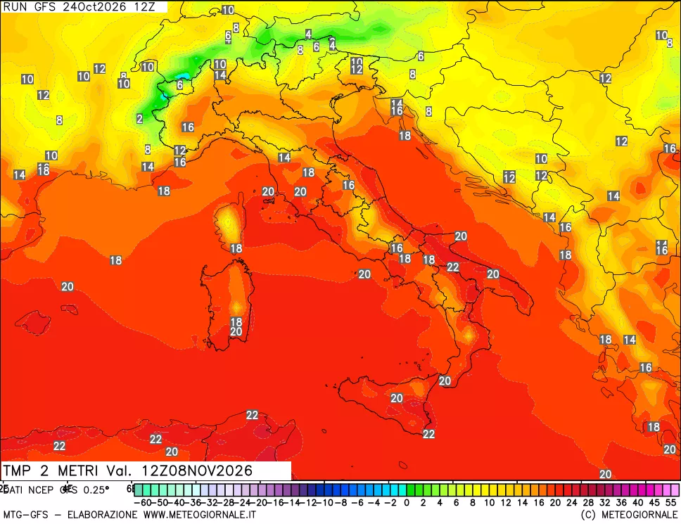 mappa Temp 2 metri
