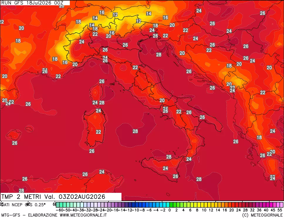 mappa Temp 2 metri