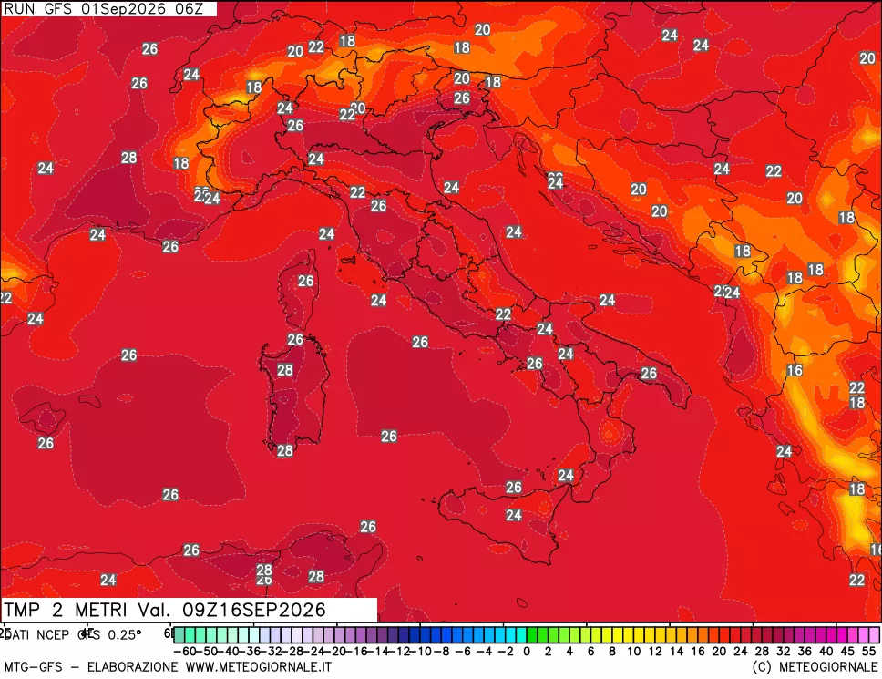mappa Temp 2 metri
