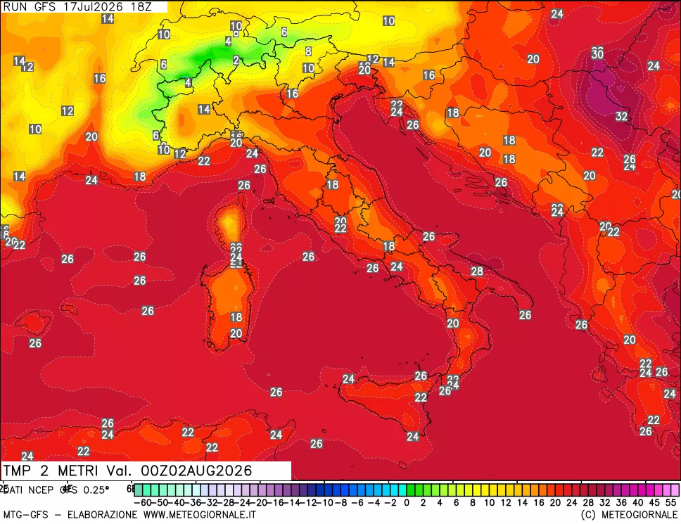 mappa Temp 2 metri