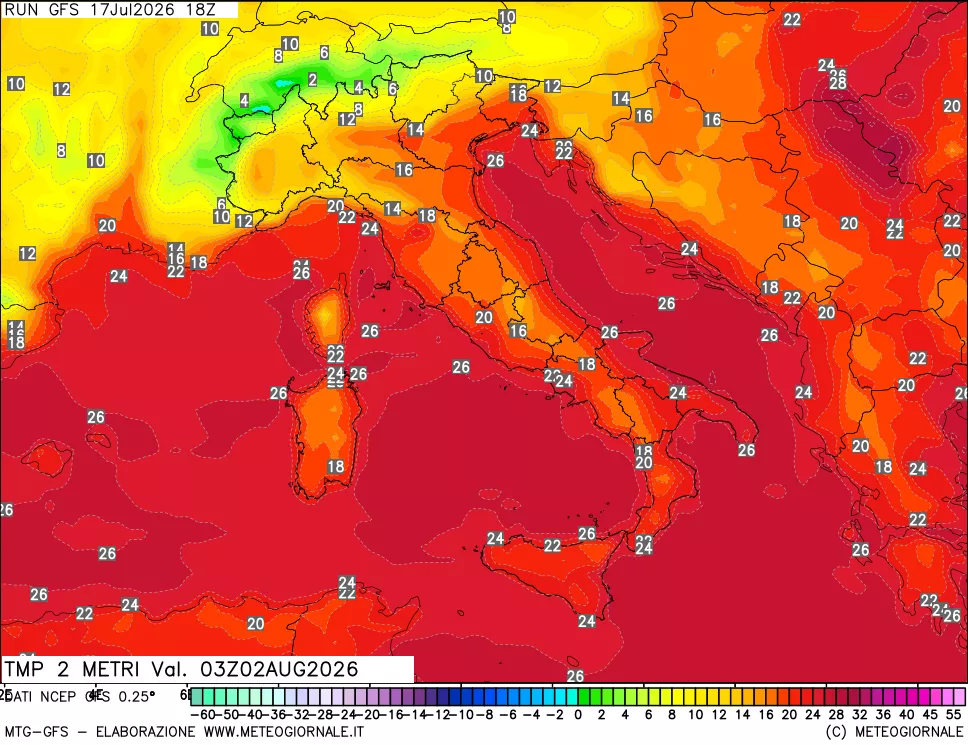 mappa Temp 2 metri