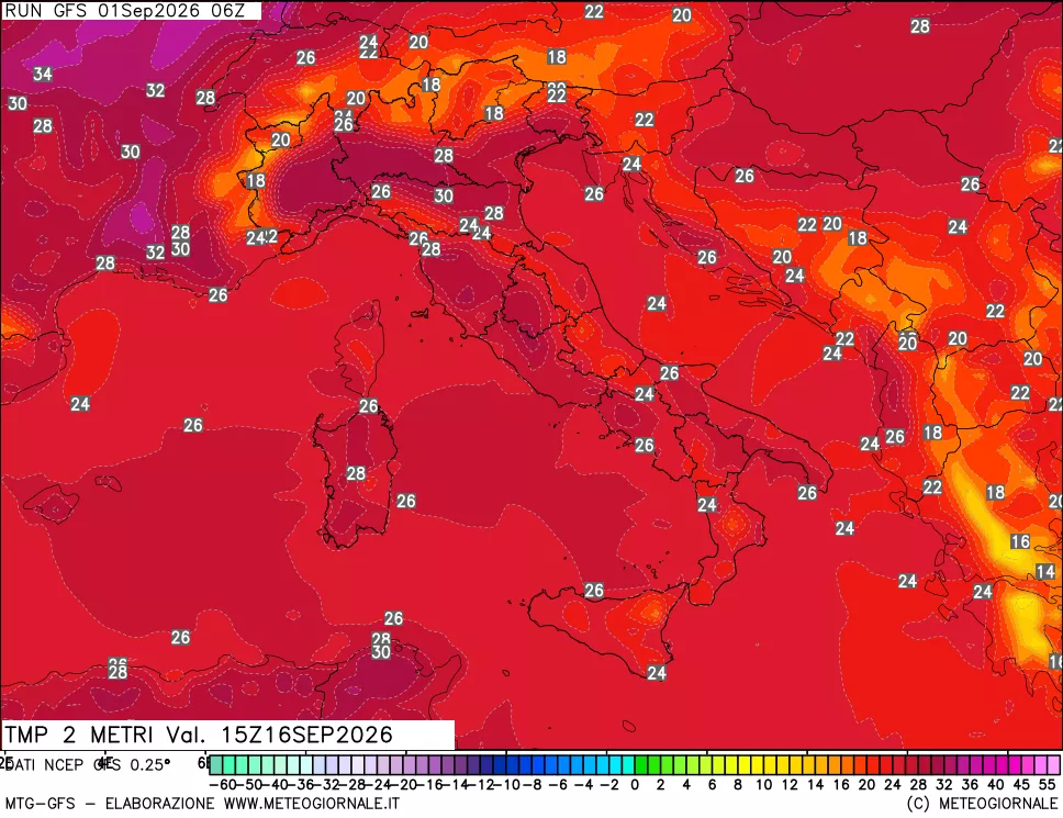 mappa Temp 2 metri