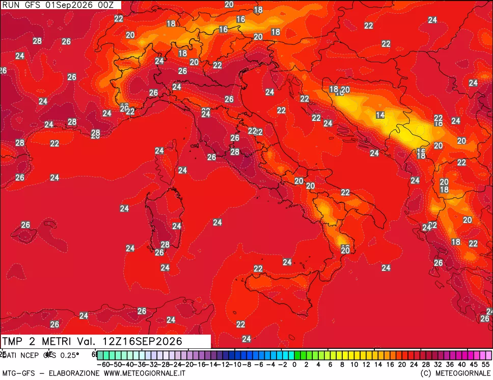 mappa Temp 2 metri