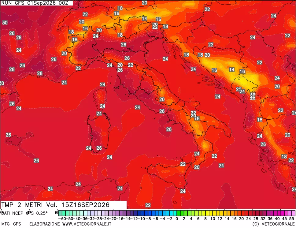 mappa Temp 2 metri