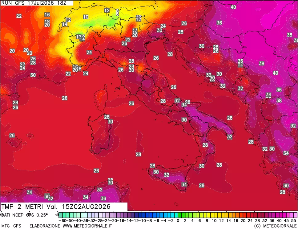 mappa Temp 2 metri