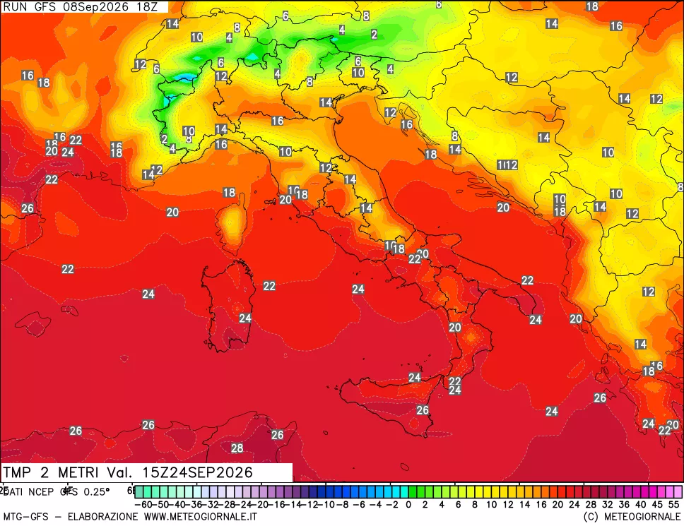 mappa Temp 2 metri