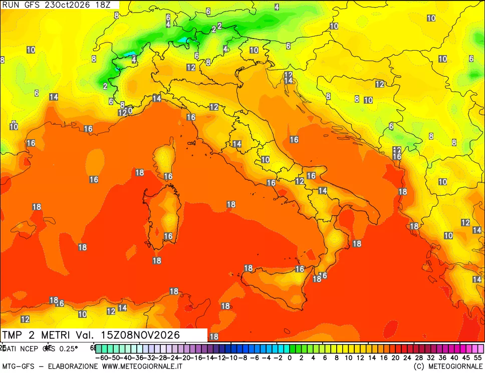 mappa Temp 2 metri