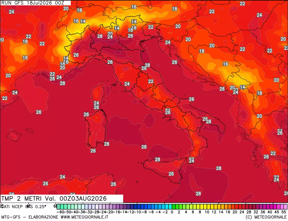 mappa Temp 2 metri