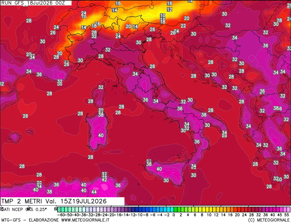 mappa Temp 2 metri