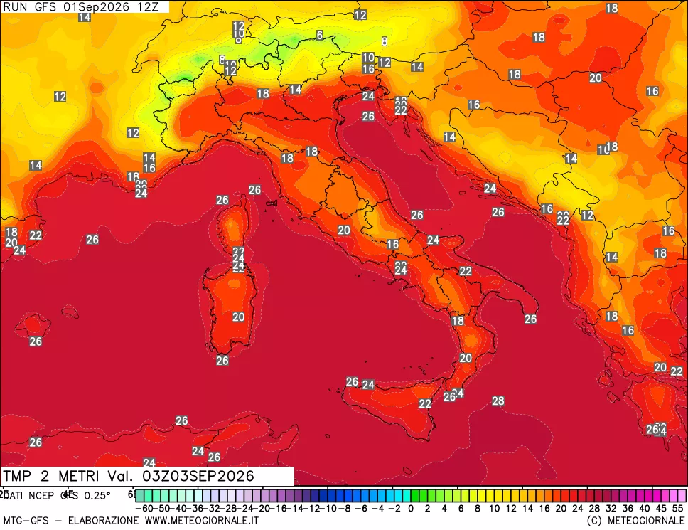 mappa Temp 2 metri