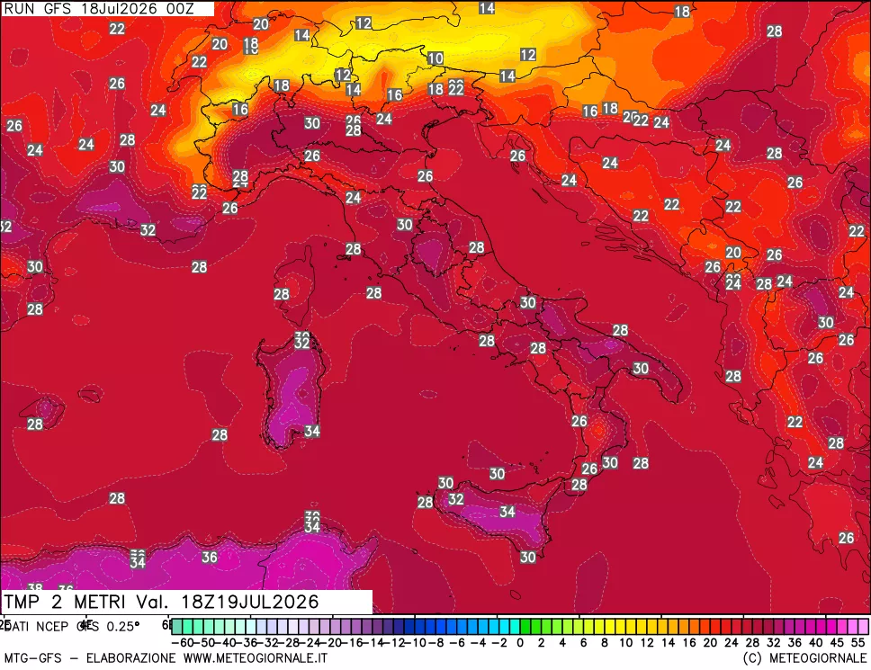 mappa Temp 2 metri